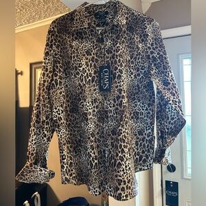 Chaps leopard Print button up women’s XL shirt NEW with tags